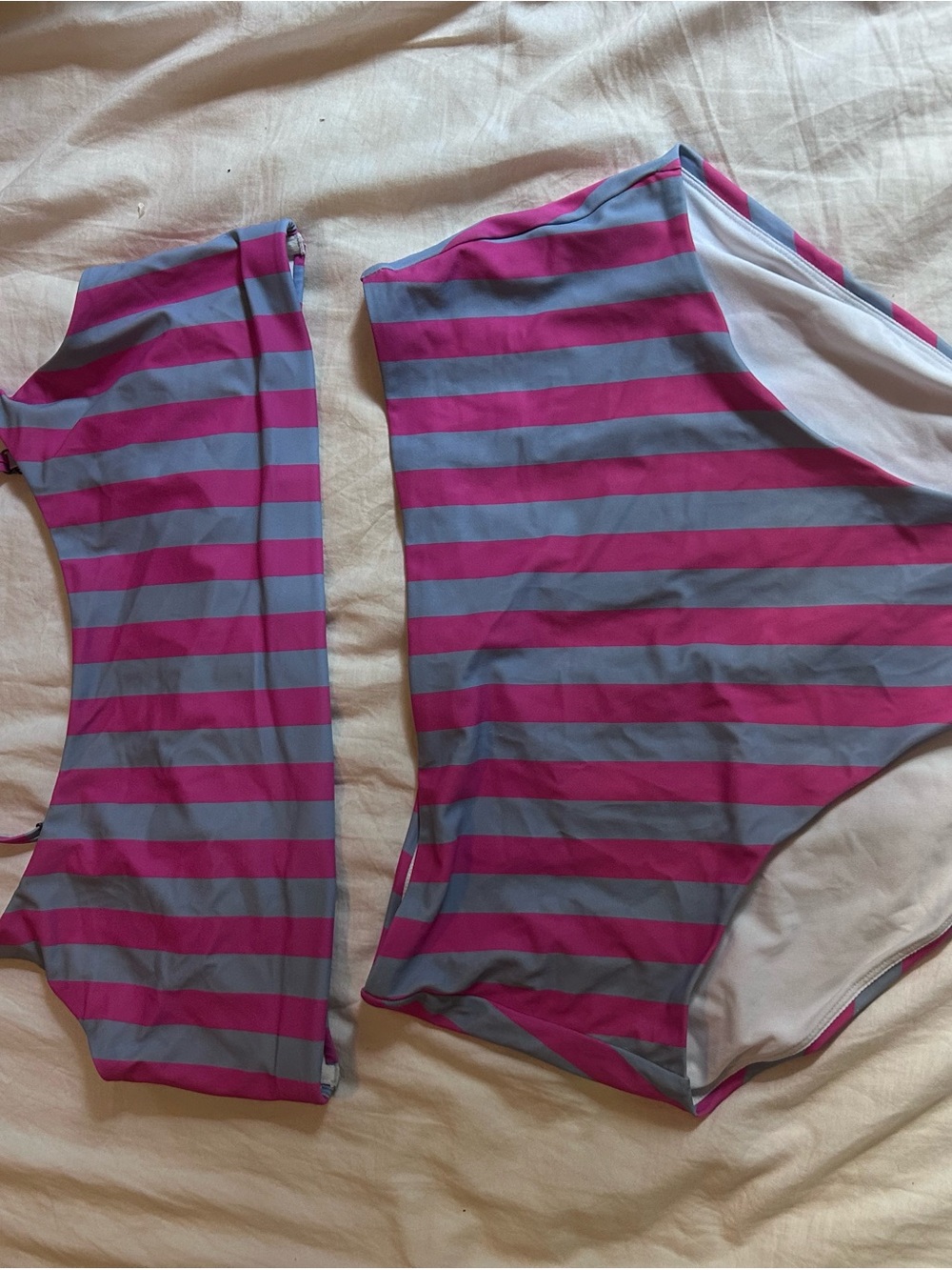 Hanna Andersson Pink and blue/Gray Striped Women's Bikini Set